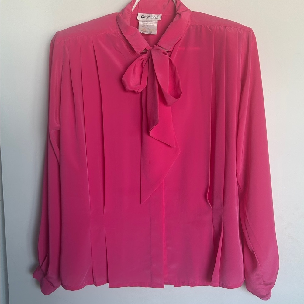 Pink necktie blouse 🥰 Vintage Chagall Bow Blouse | Removable Neck Scarf